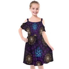 Geometry Fractal Colorful Geometric Kids  Cut Out Shoulders Chiffon Dress