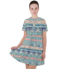 Tribal Short Sleeve Shoulder Cut Out Dress 