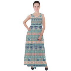 Tribal Empire Waist Velour Maxi Dress