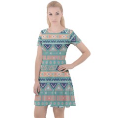 Tribal Cap Sleeve Velour Dress 