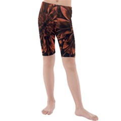 Fractal Painting Flower Texture Kids  Mid Length Swim Shorts by Pakrebo