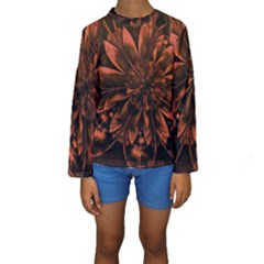 Fractal Painting Flower Texture Kids  Long Sleeve Swimwear by Pakrebo