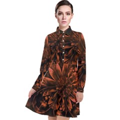 Fractal Painting Flower Texture Long Sleeve Chiffon Shirt Dress