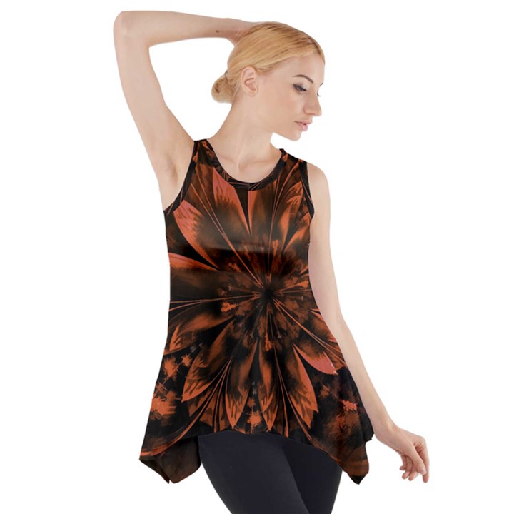 Fractal Painting Flower Texture Side Drop Tank Tunic