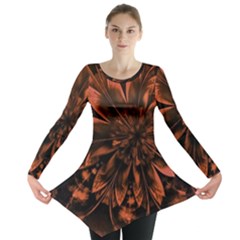 Fractal Painting Flower Texture Long Sleeve Tunic  by Pakrebo