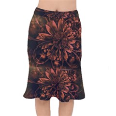 Fractal Painting Flower Texture Short Mermaid Skirt by Pakrebo