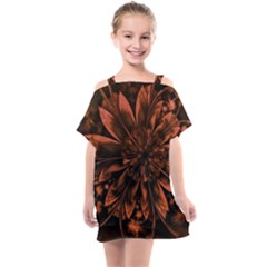 Fractal Painting Flower Texture Kids  One Piece Chiffon Dress