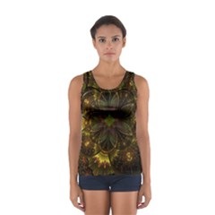 Fractal Flower Fall Gold Colorful Sport Tank Top  by Pakrebo