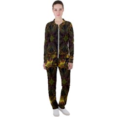 Fractal Flower Fall Gold Colorful Casual Jacket And Pants Set by Pakrebo