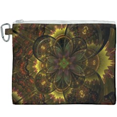 Fractal Flower Fall Gold Colorful Canvas Cosmetic Bag (xxxl) by Pakrebo