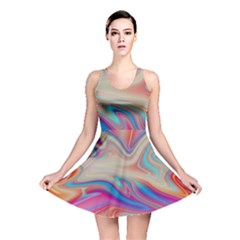 Multi Color Liquid Background Reversible Skater Dress