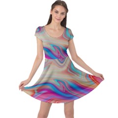 Multi Color Liquid Background Cap Sleeve Dress by Pakrebo