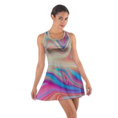 Multi Color Liquid Background Cotton Racerback Dress by Pakrebo