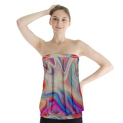 Multi Color Liquid Background Strapless Top by Pakrebo