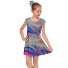 Multi Color Liquid Background Kids  Cap Sleeve Dress by Pakrebo