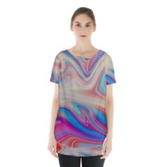 Multi Color Liquid Background Skirt Hem Sports Top by Pakrebo