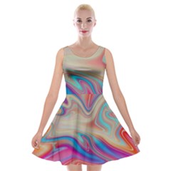 Multi Color Liquid Background Velvet Skater Dress by Pakrebo