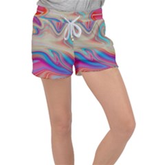 Multi Color Liquid Background Women s Velour Lounge Shorts by Pakrebo