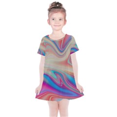 Multi Color Liquid Background Kids  Simple Cotton Dress by Pakrebo