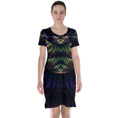 Fractal Colorful Pattern Fantasy Short Sleeve Nightdress by Pakrebo