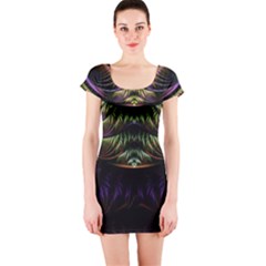 Fractal Colorful Pattern Fantasy Short Sleeve Bodycon Dress by Pakrebo