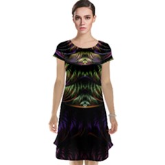 Fractal Colorful Pattern Fantasy Cap Sleeve Nightdress by Pakrebo