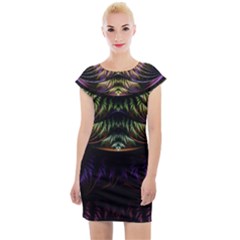 Fractal Colorful Pattern Fantasy Cap Sleeve Bodycon Dress by Pakrebo