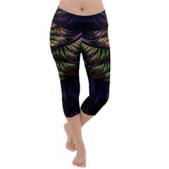 Fractal Colorful Pattern Fantasy Lightweight Velour Capri Yoga Leggings by Pakrebo