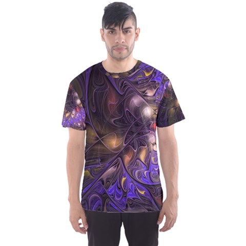 Fractal Purple Abstract Detail Men s Sports Mesh Tee by Pakrebo