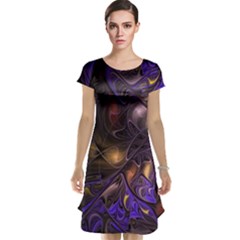 Fractal Purple Abstract Detail Cap Sleeve Nightdress by Pakrebo