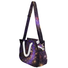 Fractal Purple Abstract Detail Rope Handles Shoulder Strap Bag