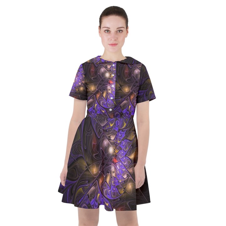 Fractal Purple Abstract Detail Sailor Dress