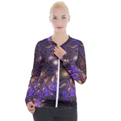 Fractal Purple Abstract Detail Casual Zip Up Jacket