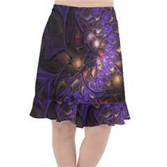 Fractal Purple Abstract Detail Fishtail Chiffon Skirt