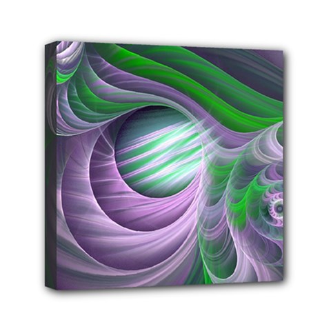 Purple Green Fractal Texture Mini Canvas 6  X 6  (stretched) by Pakrebo