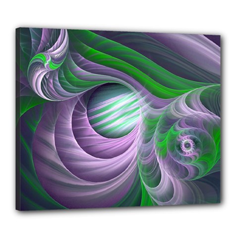 Purple Green Fractal Texture Canvas 24  X 20  (stretched) by Pakrebo