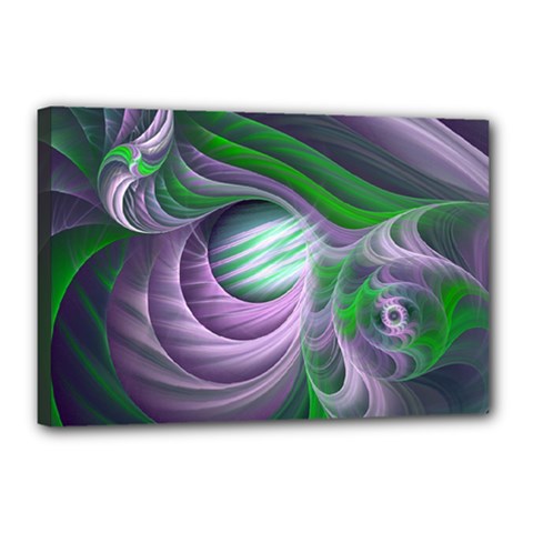 Purple Green Fractal Texture Canvas 18  X 12  (stretched) by Pakrebo