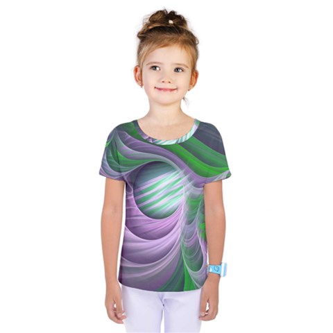 Purple Green Fractal Texture Kids  One Piece Tee by Pakrebo