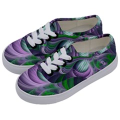 Purple Green Fractal Texture Kids  Classic Low Top Sneakers by Pakrebo