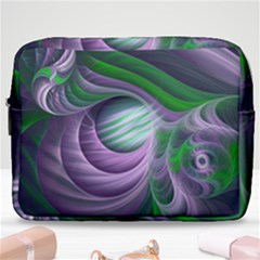 Purple Green Fractal Texture Make Up Pouch (large) by Pakrebo