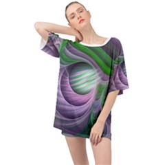 Purple Green Fractal Texture Oversized Chiffon Top