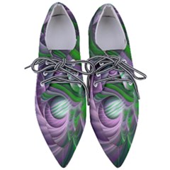 Purple Green Fractal Texture Pointed Oxford Shoes by Pakrebo