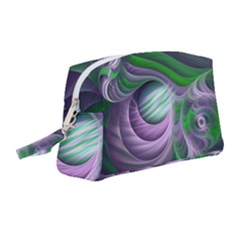 Purple Green Fractal Texture Wristlet Pouch Bag (medium)