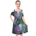 Purple Green Fractal Texture Kids  Cut Out Shoulders Chiffon Dress View1