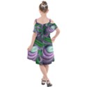 Purple Green Fractal Texture Kids  Cut Out Shoulders Chiffon Dress View2