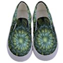 Fractal Green Gold Glowing Kids  Canvas Slip Ons View1