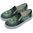 Fractal Green Gold Glowing Kids  Canvas Slip Ons View2