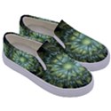 Fractal Green Gold Glowing Kids  Canvas Slip Ons View3