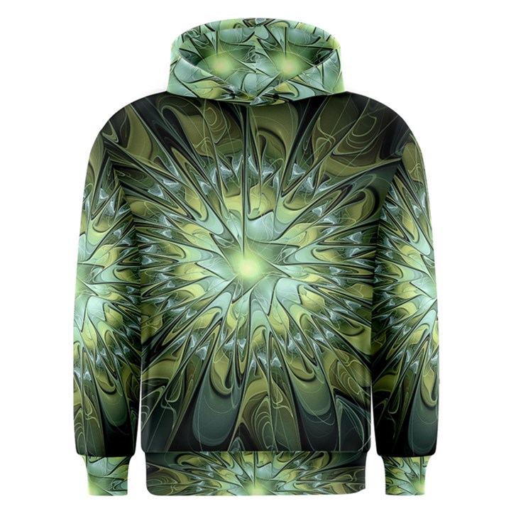 Fractal Green Gold Glowing Men s Overhead Hoodie