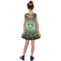 Fractal Green Gold Glowing Kids  Cross Back Dress View2